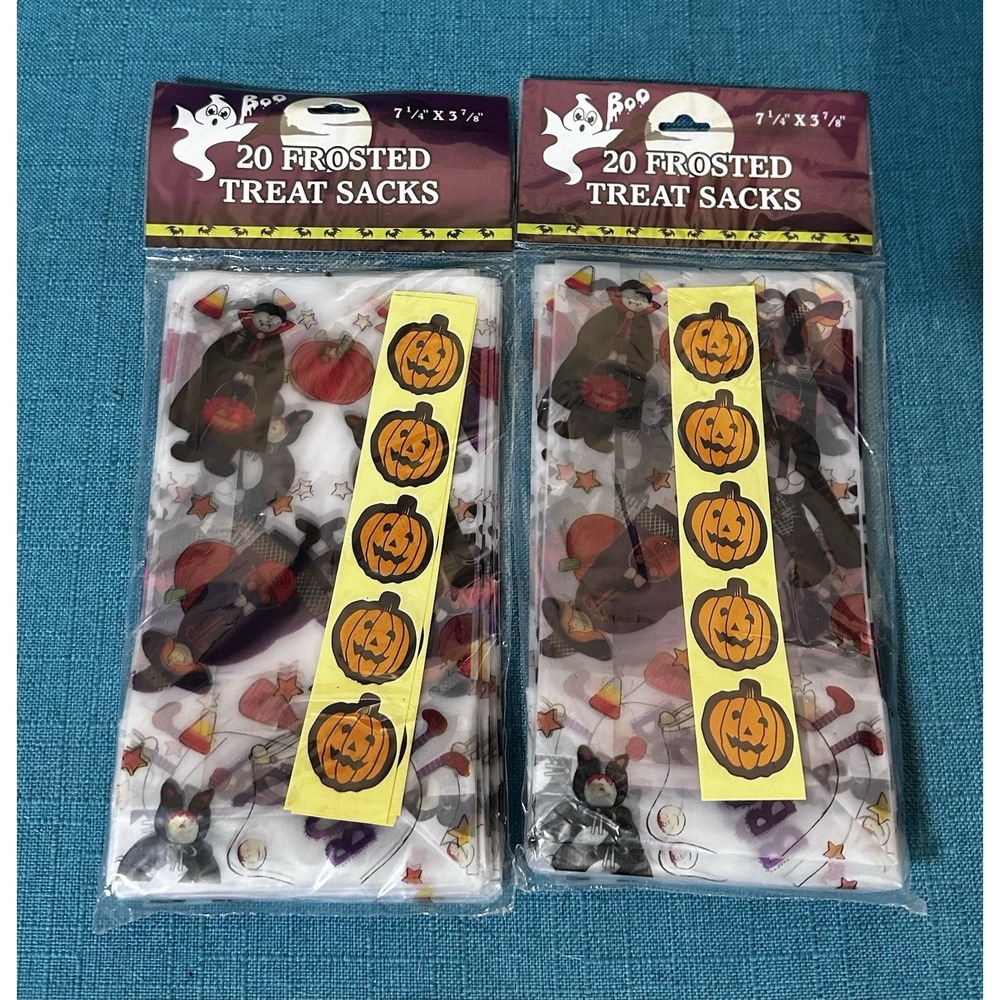 Vintage Boo Frosted Treat Bags With Stickers To Seal. 1990S Era NOS 40 Total